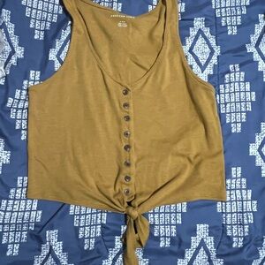 American Eagle Outfitters Brown Button-Down Tank Top